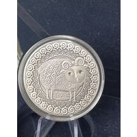 20 рублей 2009 г. Знаки зодиака Овен серебро кристаллы футляр