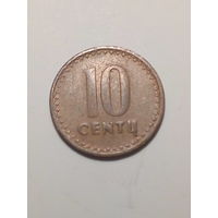 10 центов Литва 1991 год. толтая