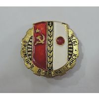 Значок "Профсоюзная встреча 1979г. Минск. СССР - Япония". Латунь.