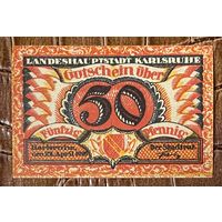 Нотгельд , 50 пфеннигов 1920 год. Карлсруэ. Веймарская республика