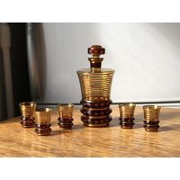 Графин и рюмки Чехословакия цветное стекло винтаж