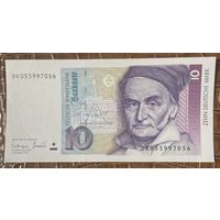 Банкнота 10 марок 1993 год. ФРГ. Карл Фридрих Гаусс. НЕ БЫЛА В ОБОРОТЕ.