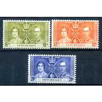 Британские колонии - Сейшеллы - 1937г. - коронация короля Георга VI и королевы Елизаветы - 3 марки - полная серия, MNH, MLH [Mi 118-120]. #2-Bc-58-A-1
