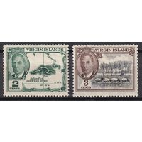 165.BrK. Великобритания. Колонии. Виргинские острова. Местные мотивы. Георг VI. 1952 г. Mi.##99-100.