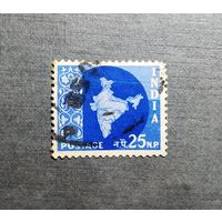 Марка Индия 1957 год Карта
