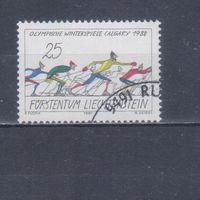 [2365] Лихтенштейн 1987. Спорт.Зимние Олимпийские игры.Лыжи. Гашеная марка.