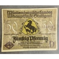 Нотгельд 50 пфеннигов 1921 год. Штутгарт. Веймарская республика