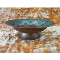 Ваза фруктовница Павлин, латунь