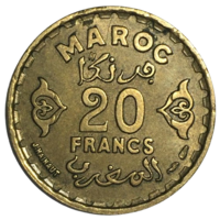 Марокко 20 франков, 1952