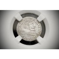 Трояк 1592 г. Рига (Речь Посполитая), Сигизмунд Ваза. NRG MS61