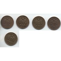 РЕСПУБЛИКА ПОЛЬША. 5 ГРОШЕЙ. ПОГОДОВКА. Цена за одну монету.