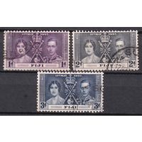 15a.BrKS. Великобритания. Колонии.  Фиджи. Коронация Георга VI и Елизаветы. 1937 г. Полная серия. Mi.##89-91.