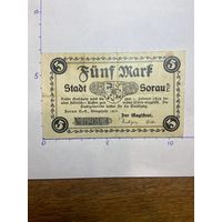Германия нотгельд 5 марок 1919 г.- Сорау - 2001