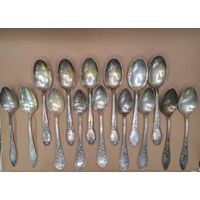 Ложки столовые. СССР. МНЦ, мельхиор. Германия SILBER 90 посеребрение. Всего 15 шт. Одним лотом. С рубля.