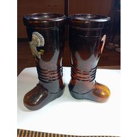Винтаж: ПИВНОЙ БОКАЛ "САПОГ" СЕРИЯ ОХОТА. ТЁМНОЕ СТЕКЛО,  ГДР 1970 года