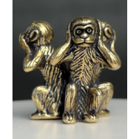 Статуэтка миниатюра Три обезьянки Не вижу Не слышу Не скажу Латунь
