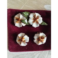 Брошь и клипсы из керамики. СССР
