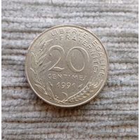 Werty71 Франция 20 сантимов 1991