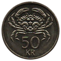 РЕСПУБЛИКА ИСЛАНДИЯ. 50 КРОН 2005. UNC. ФАУНА. Европейский зелёный краб