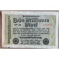 Германия 10 миллионов марок 1923 год, Ro.105a, в/з Hakenstern #6