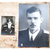Два фото офицера с орденом. 13х18 см и 6х8 см. Цена за оба.
