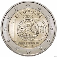 2 евро 2024 Люксембург 100 лет монетам с изображением литейщика UNC из ролла