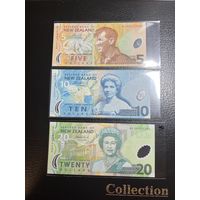 Новая Зеландия набор 5,10, 20 долларов 2006-2008  Елизавета 2 р-185 р186 -P-187b редкая