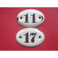 Эмалированный номерок на дверь,2 шт.