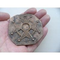 Медный Оттиск,клише,штамп ордена,знака Ордена Леопольда II(?) или знаков Польши(РП),вес 113 гр.диаметр 70 мм.С рубля.