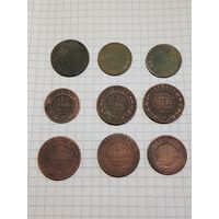 Монеты 9 шт.,одним лотом. Старт с 2-х рублей. Смотрите другие лоты, много интересного.