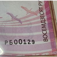 Номер РБ 00129    80 рублей 2025 80 лет Победы советского народа в Великой Отечественной войне