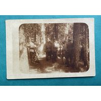 Фотооткрытка 1 МВ Офицер и солдаты немецкой армии пехота униформа / на позициях