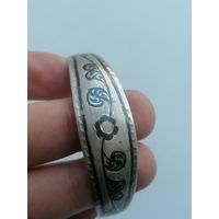 Браслет серебро 875 чернь, кубачи, редкий вариант исполнения без окончаний, торги с Рубля