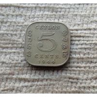 Werty71 Цейлон 5 центов 1944 Шри-Ланка Георг 6