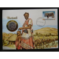 Бурунди 5 франков 1980 г конверт первого дня КПД