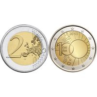 2 евро 2013 Бельгия 100-летие Королевского метеорологического института Бельгии UNC из ролла