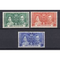 1.BrKS. Великобритания. Колонии. Асенсьон. Коронация Георга VI и Елизаветы. 1937 г. Полная серия. Mi.##36-38.