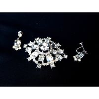 Набор, брошь и серьги клипсы винтаж