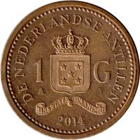 Нидерландские Антильские острова 1 гульден, 2014 UNC Король Виллем-Александр
