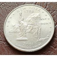 США 25 центов , D 2001 Квотер штата Нью-Йорк    ( 2-2-4 )