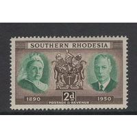 Южная Родезия 1950** Герб Британская династия монархов Королева Виктория Король Георг VI  Mi#72
