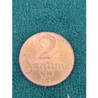 Латвия. 2 сантима 1932 года