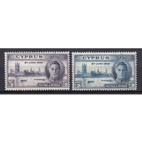 48.BrKS. Великобритания. Колонии. Кипр. Победа во Второй Мировой Войне. Георг VI. 1946 г. Полная серия. Mi.##155-156.