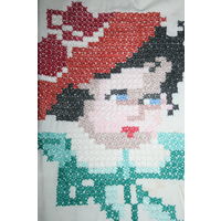 Вышивка. Винтаж. 1950-е годы. Портрет. Девочка в берете