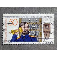 Марка Германия 1977 год 100-летие телефонной сети