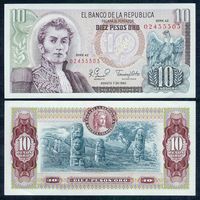 Колумбия 10 песо 1980 год, UNC
