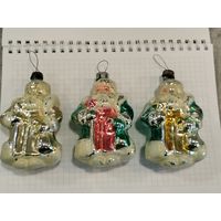 Елочная игрушка дед мороз толстое стекло