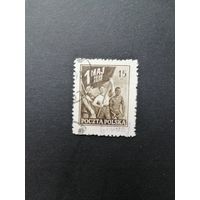Польша 1950 Марка из серии с надпечаткой "GROSZY" 1950 года Mi.559 "1 Мая" (гашение без клея) Mi.662 каталог 6.00 евро