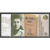 Германия. 100 лет со дня рождения Б.Зуттнер. Писатель, Нобелевский лауреат.2005г. Mi#2495.