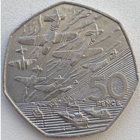 Великобритания 50 пенсов 1994 г. 50 лет высадки союзников в Нормандии